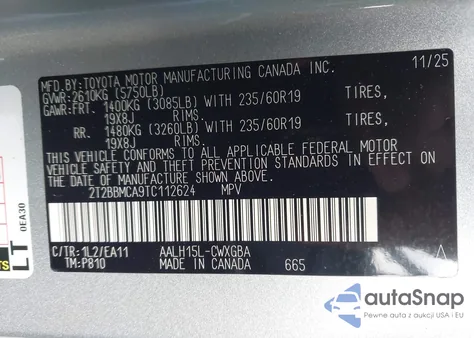 2026 Lexus Rx 350H Premium из США, поврежденный, VIN 2T2BBMCA9TC112624